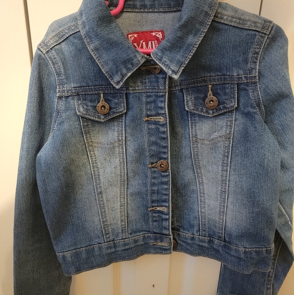 Girls Distressed Crop Jean Jacket. Size S . - Picture 2 of 4